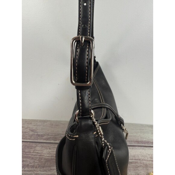 Vintage COACH Hamptons 7778 Hobo Clip Black Leather Stitching EXCELLENT - Picture 16 of 17